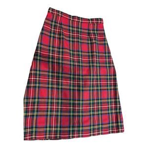 Vintage 70's handmade Red Plaid Tartan high waisted A line skirt size 8-10